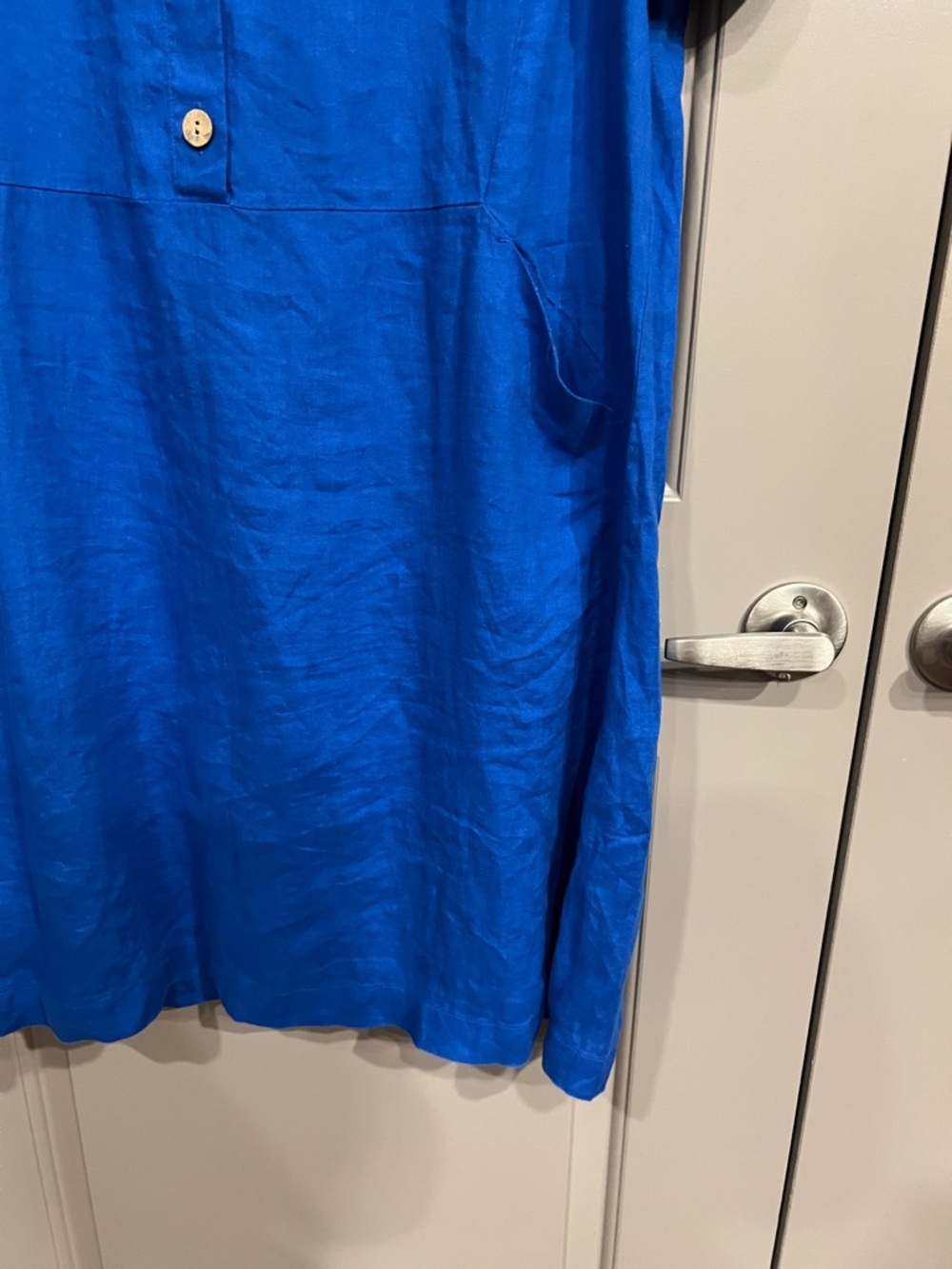 J. Jill Love Linen Bright Royal Blue Linen Collared Lagenlook Tunic Dress - Picture 7 of 10